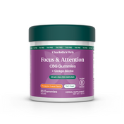 Product Image for Purple bottle of Focus and Attention CBG gummies on white background