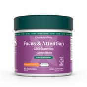 Product Image for Purple bottle of Focus and Attention CBD gummies on white background