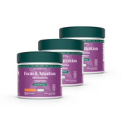 Product Image for Three jars of Charlotte's Web Focus & Attention and CBG Gummies on a white background