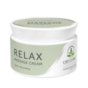 Product Image for Jar of Relax Massage Cream by CBD Clinic on a black background