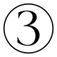 Black number '3' inside a circle on a white background