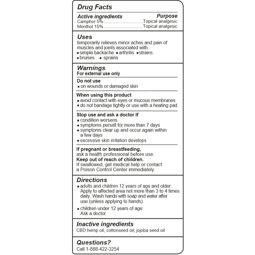 Product Image for Drug facts label for a topical analgesic product on a white background