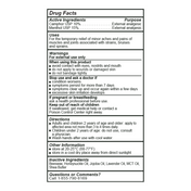 Product Image for Drug facts label for a topical product with active ingredients, uses, warnings, and directions.